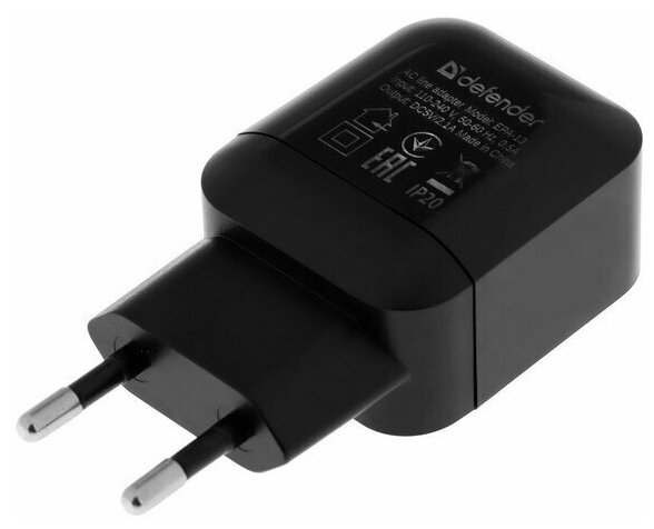 Зарядное устройство сетевое 220 В DEFENDER EPA-13 2 порта USB выходной ток 21 А черное