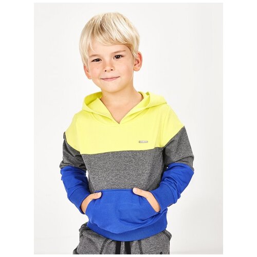 Худи для мальчиков Mini Maxi, модель 3548, цвет желтый/синий, размер 98
