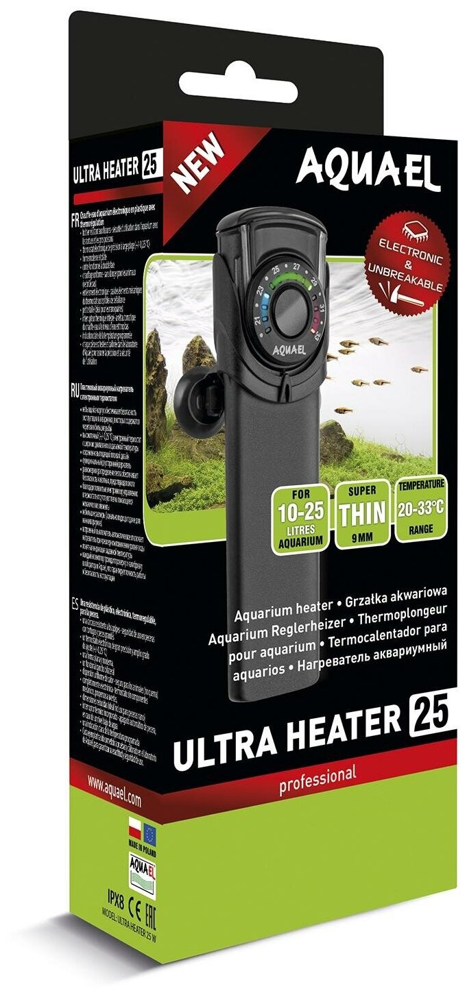 Нагреватель AQUAEL ULTRA HEATER 25 Вт для аквариума 10 - 25 л (пластиковый, регулируемый)