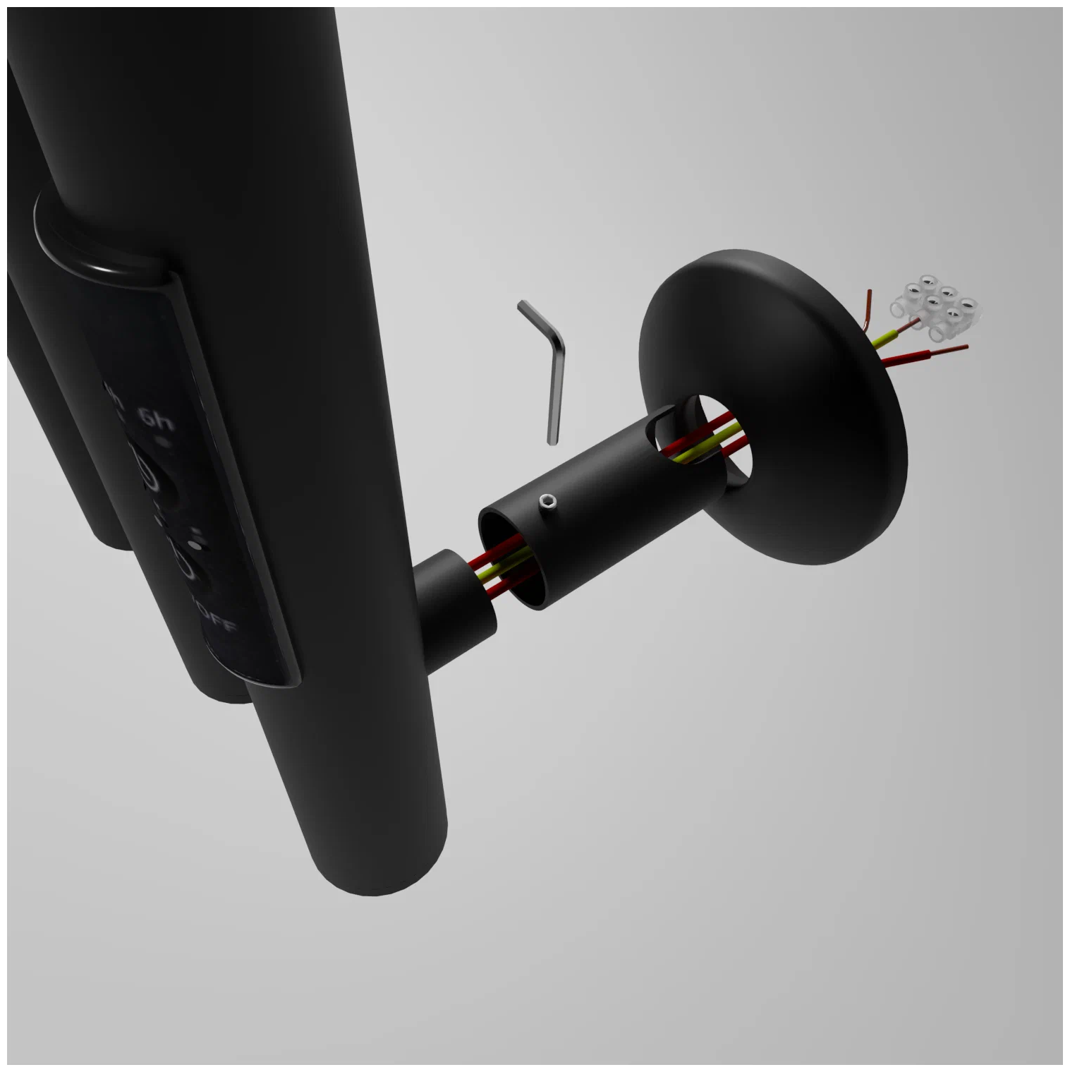 Полотенцесушитель электрический матовый Маргроид Inaro Р1200х120х60 черный, скрытый монтаж, с таймером, правое подключение, 3 крючка 120 см - фотография № 5