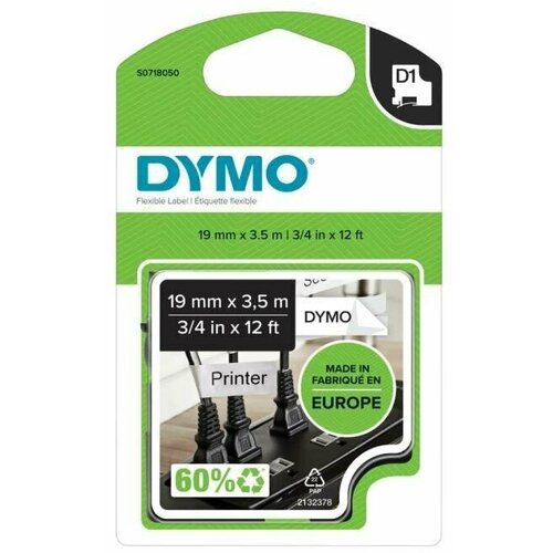 Картридж Dymo, с нейлоновой лентой, для принтеров Label Manager, D1, черный шрифт, 3.5 м x 19 мм Белый
