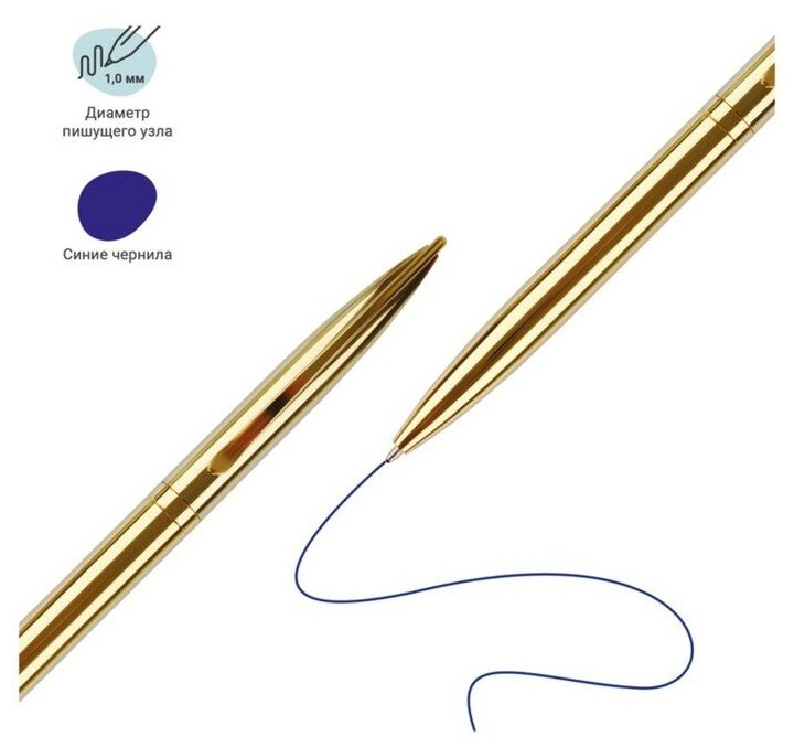 Ручка шариковая поворотная MESHU Gold, синий стержень, металлический корпус - фотография № 4