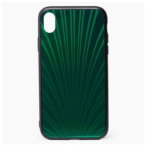Чехол для iPhone XR силиконовый со стеклянной вставкой STC004 <зеленый>