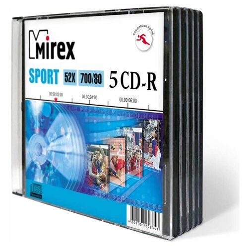 Диск CD-R Mirex 700 Mb, 52х, дизайн Sport, Slim Case 5 шт 208341 {UL120180A8F} диск cd r mirex 700 mb 52х дизайн sport slim case 5 5 200