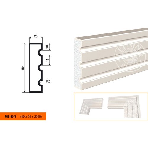 Фасадный молдинг Lepninaplast МВ-80/3, 1шт (длина 2м)