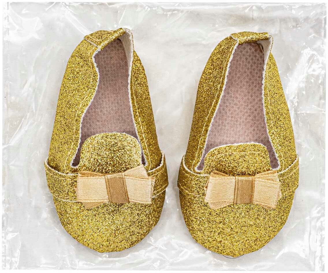 Обувь для кукол туфли, 7,5х4х3,5 см, 1 пара, золотистые (полиуретан), Айрис — фото 1