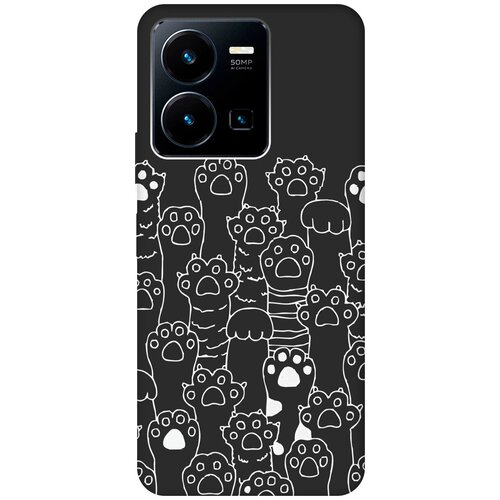 Матовый чехол Paws W для Vivo Y35 / Виво У35 с 3D эффектом черный матовый чехол fck pattern w для vivo y35 виво у35 с 3d эффектом черный