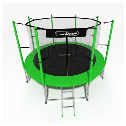 Каркасный батут i-Jump Classic Light 8ft green лестница, защитная сетка 150 см, диаметр 244 см, макс. нагрузка 150 кг