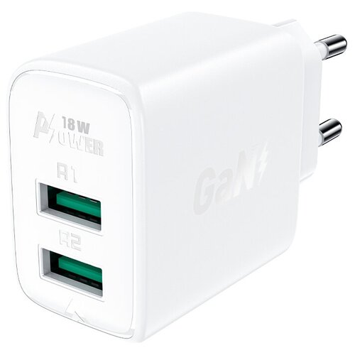Сетевое зарядное устройство ACEFAST A33 Dual port Charger, QC18W, USB-A + USB-A, Белый