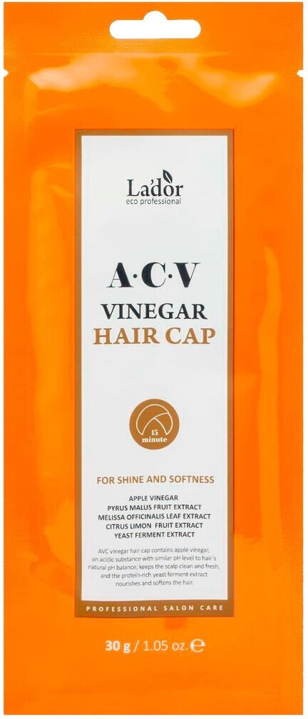 La`dor Маска-шапка для волос с яблочным уксусом ACV Vinegar Hair Cap 30г Маска 1шт