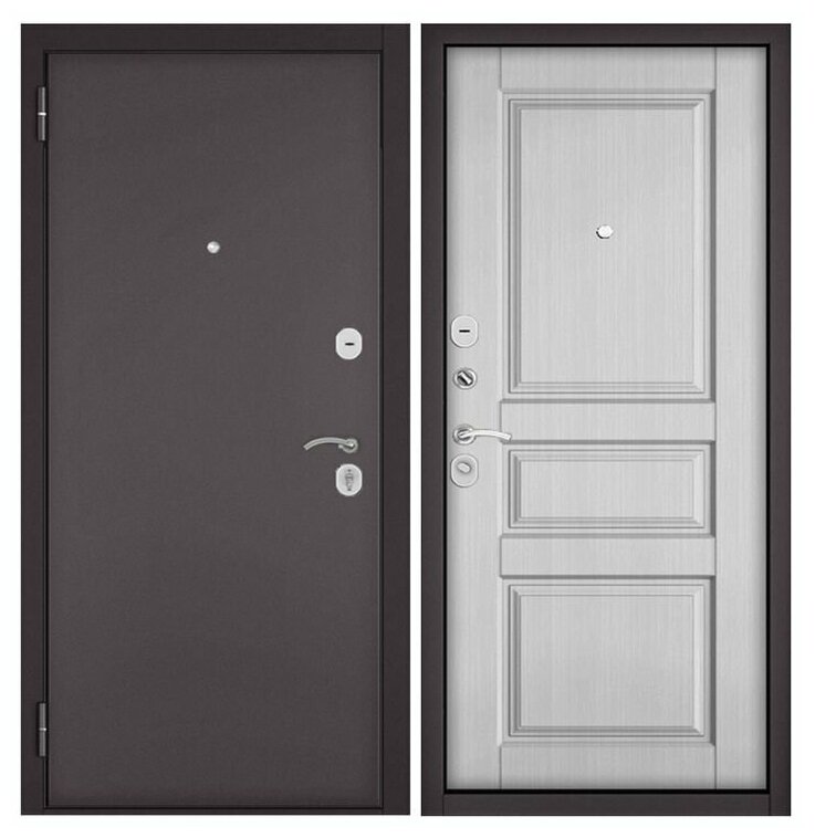 Дверь входная для квартиры Buldoors HOME ECO 860х2050, левый, тепло-шумоизоляция, антикоррозийная защита, замки 2-го и 3-го класса, коричневый/серый - фотография № 1