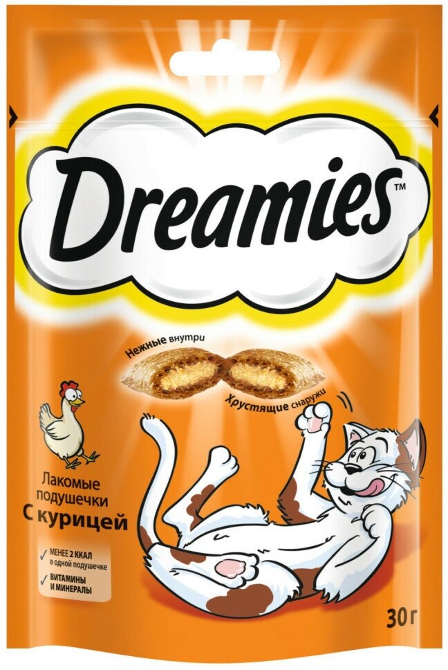 Dreamies лакомство для кошек подушечки с курицей - 30 г