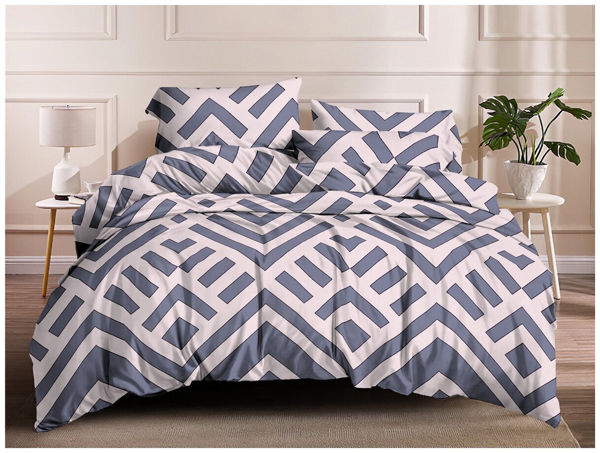 фото Постельное белье Ночи Венеции, 1,5спальный с простыней на резинке 140*200, полисатин, с наволочками 70х70, ПЛС-104-1,5сп-70-140