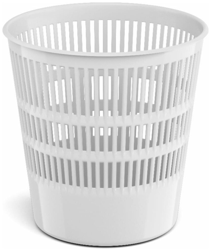фото Корзина для бумаг 12 литров, ErichKrause Classic, сетчатая, пластиковая, белая