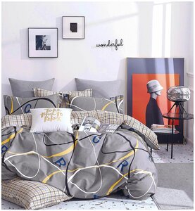 Фото Комплект постельного белья, Евро размер, Люкс Сатин, 100% хлопок, 4 наволочки