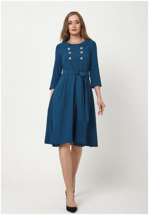 Платье Мадам Т, полуприлегающее, до колена, размер 46, синий