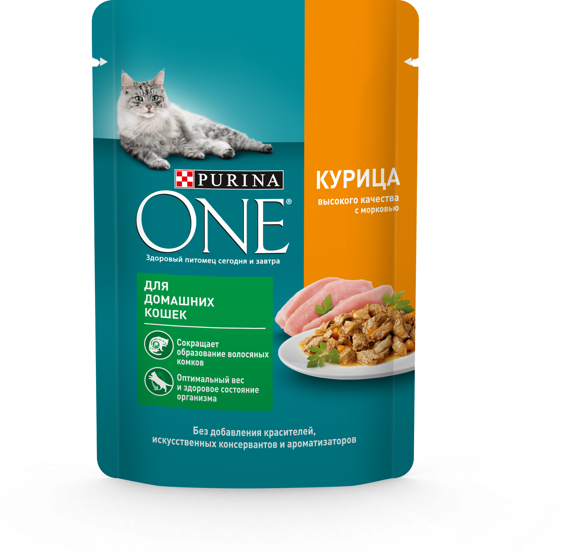 Влажный корм Purina ONE для домашних кошек, с курицей и морковью, Пауч, 75 г*26 шт — фото 1