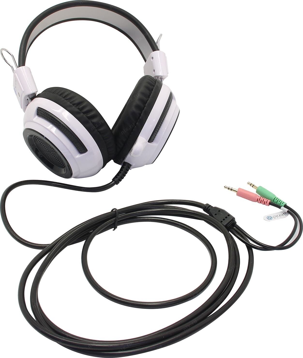 Наушники с микрофоном Oklick HS-G300 белый/черный 2.5м мониторы (AH-V1W)