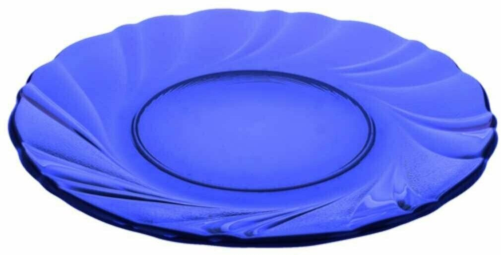 Тарелка десертная, стекло, 17 см, круглая, Sea brim Saphir, 50176-06, синяя