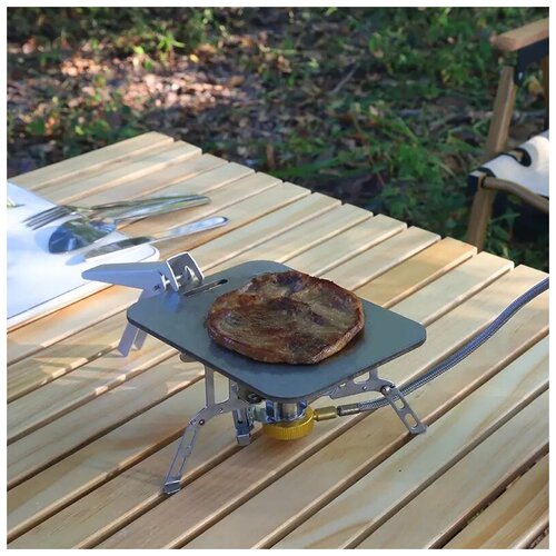 фото Сковорода-плато/разделочная доска, camping cookware steel griddle, нержавеющая сталь 17,5 х 12,5 см. +чехол. inturistic