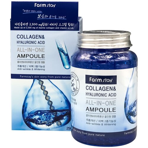 Ампульная сыворотка для лица с коллагеном и гиалуроновой кислотой (collagen & hyaluronic acid) Farm Stay  Фарм Стэй 250мл