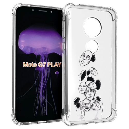 Чехол MyPads человек с разными масками для Motorola Moto G7 Play задняя-панель-накладка-бампер