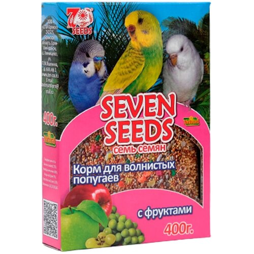 Корм Seven Seeds Special для волнистых попугаев, с фруктами, 400 г