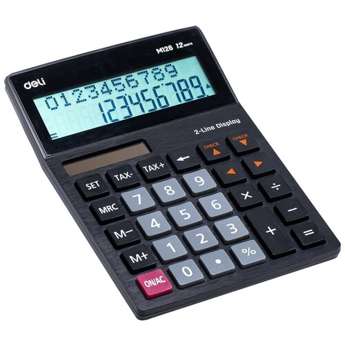 Калькулятор настольный Deli EM126 черный 12-разрядов калькулятор карманный deli em120white белый 12 разр