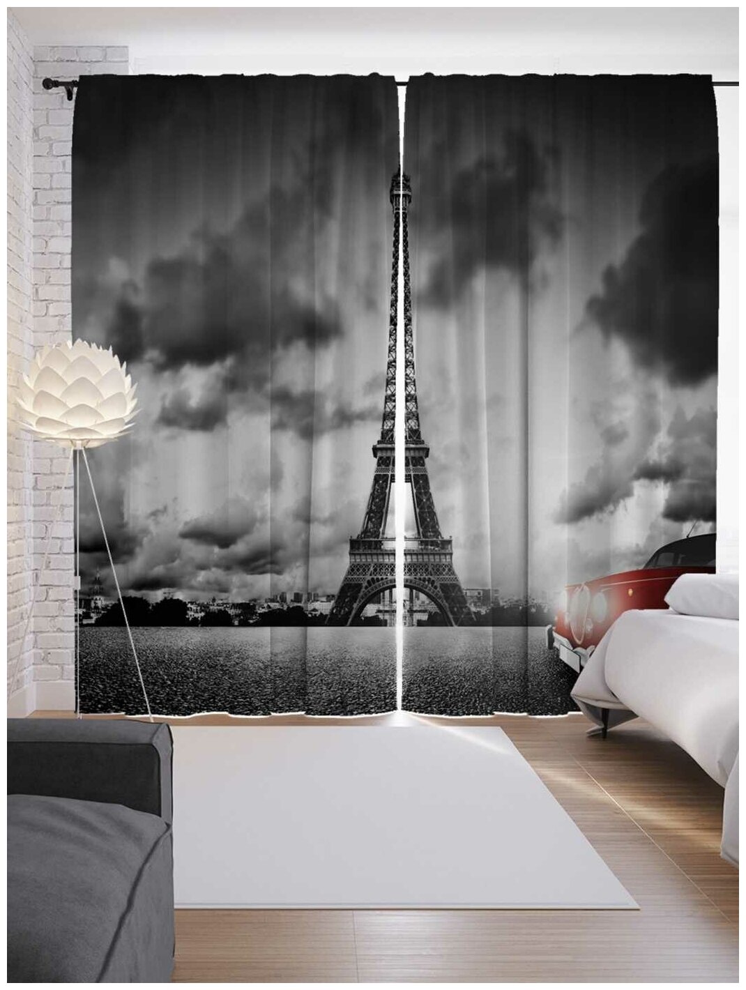 Фотошторы JoyArty Облака накрывают Париж на ленте p-18223 145х265 см