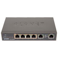 PLANET 4-Port 10/100/1000T 802.3at POE + 2-Port 10/100/1000T Desktop Switch (55W POE Budget, External Power Supply)