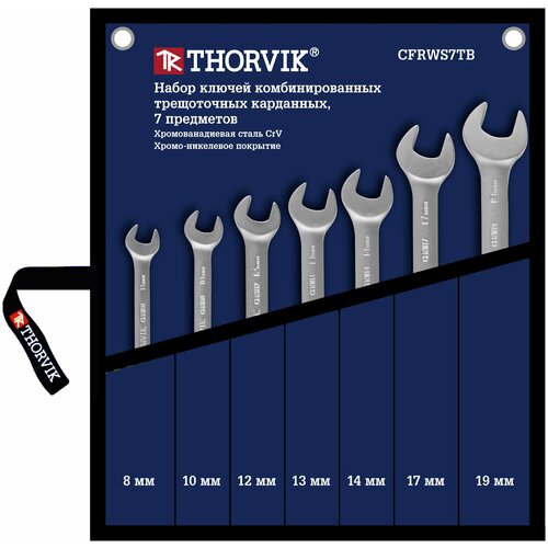 ключ комбинированный sata 47604 14 мм CFRWS7TB Набор ключей гаечных комбинированных трещоточных карданных в сумке, 8-19 мм, 7 предметов