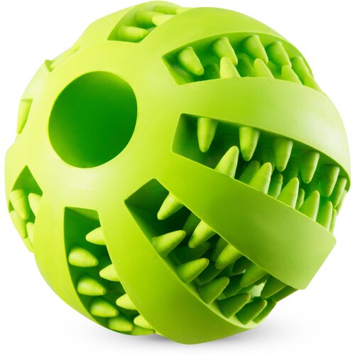 Резиновый мяч для собак "Пушистая Лапка" игрушка для животных, жевательная игрушка для собак, цвет: зеленый, диаметр 7 см