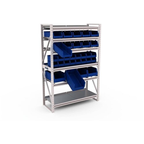 Металлический складской стеллаж в гараж IRON BOXES №1-6 для хранения, универсальный,2000х1370х530