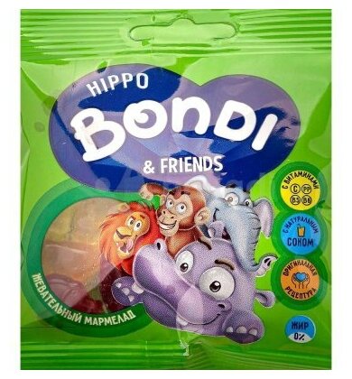 «HIPPO BONDI & FRIENDS», мармелад жевательный с соком ягод и фруктов, 30 г - фотография № 3