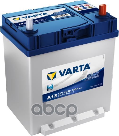 Аккумулятор Varta Blue Dynamic 12V 40Ah 330A (R+) 187X140x227mm 9,74Kg Varta арт. 540125033