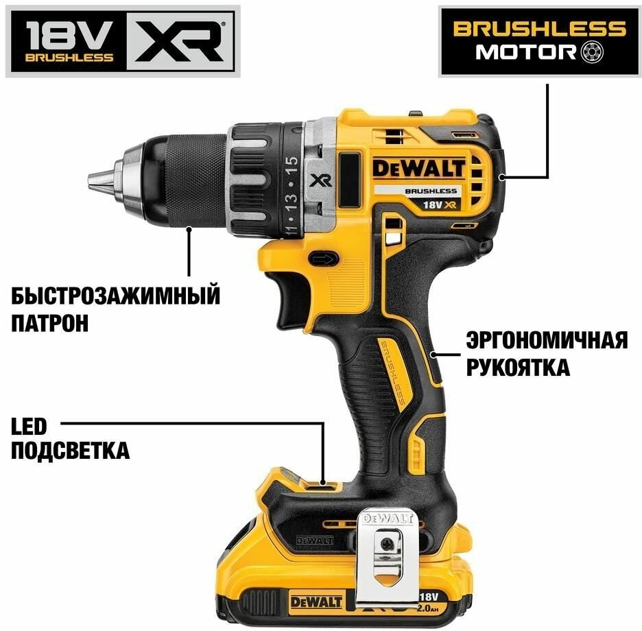 Дрель-шуруповерт аккумуляторная DeWalt DCD791P3A - фотография № 2