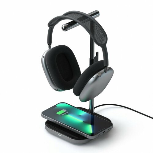 фото Подставка для наушников с беспроводной зарядкой satechi 2-in-1 headphone stand with wireless charger (st-uchsmcm)