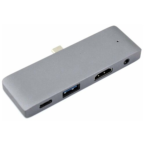 Адаптер Type C на HDMI, USB 3.0 + Audio 3,5 + Type C серый хаб ginzzu gr 770ub type c 4xusb3 0 hdmi vga audio output