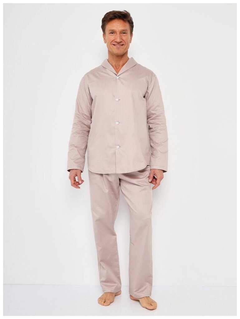 Пижама мужская из хлопка "Шон", бежевый цвет, размер 58 - фотография № 1