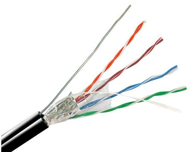 Кабель информационный Lanmaster LAN-5EFTP-OUT кат.5е F/UTP общий экран 4X2X24AWG PE внешний 305м чер