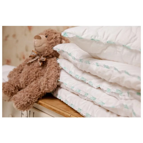 Детское Одеяло «Бамбуковый Медвежонок», с белым кружевом 100х140 см