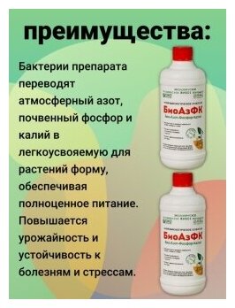 Микробиологическое удобрение БиоАзФК Био - Азот - Фосфор - Калий 2 флакона по 500мл - фотография № 5