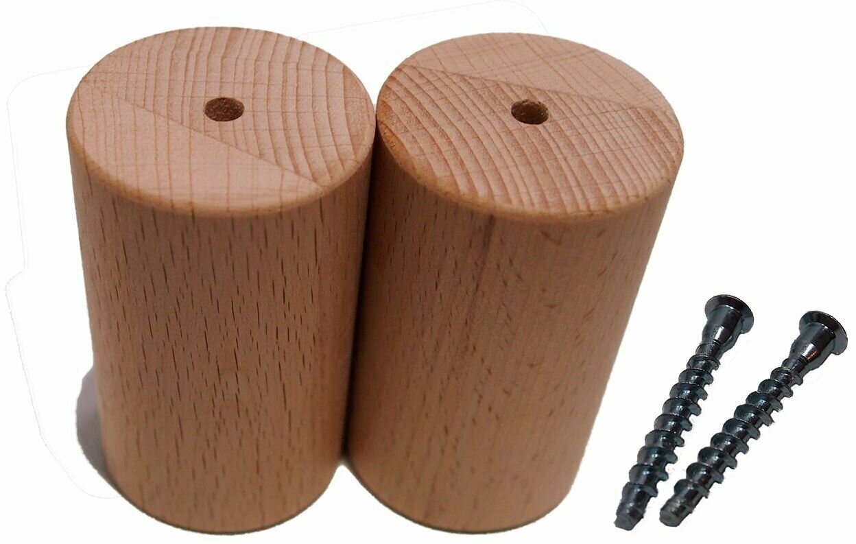 Ножка круглая мебельная деревянная из массива бука 7см 2шт - фотография № 2