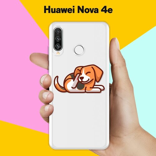 Силиконовый чехол Бигль на Huawei Nova 4e силиконовый чехол hello бигль на huawei nova 4e