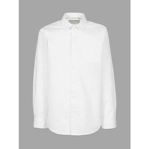 Школьная рубашка Tsarevich, прямой силуэт, на пуговицах, длинный рукав, размер 164-170, белый