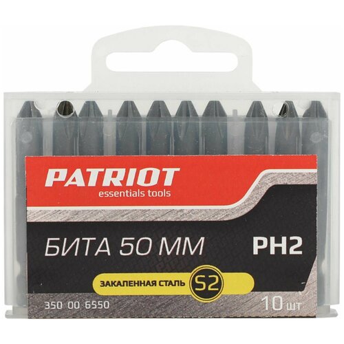 бита edge by patriot ph2 сталь s2 длина 25 мм 3 шт Биты в пластиковом боксе (10шт: PH2: 50 мм) PATRIOT 350006550 16179672