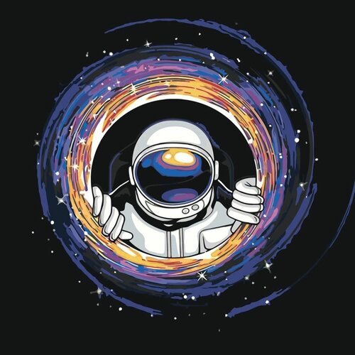 Картина по номерам на холсте с подрамником, Космос, звезды, космонавт, 40х40 см