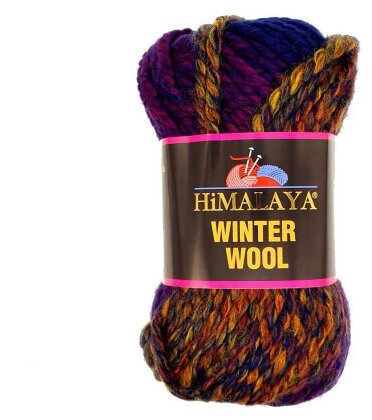 Пряжа Himalaya Winter wool, Цвет04 Ежевика(5 мотков), акрил-80%, шерсть-20%