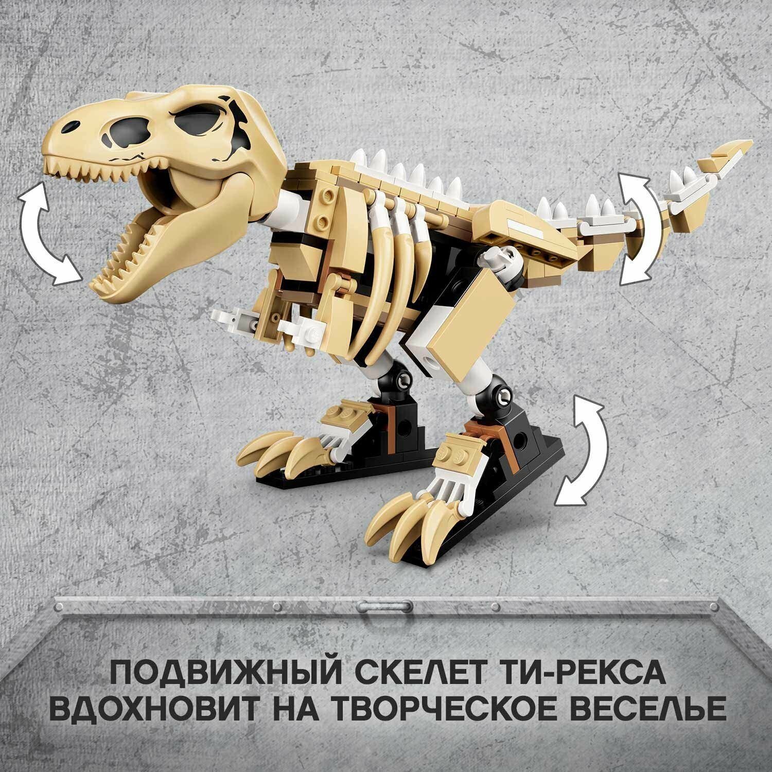 Конструктор LEGO Jurassic World Скелет тираннозавра на выставке - фото №11