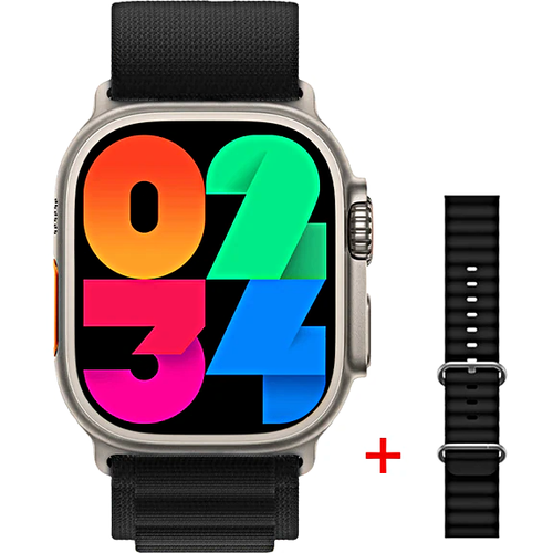 Умные часы HW9 ULTRA MAX Smart Watch AMOLED 2.2, iOS, Android, 2 Ремешка, Голосовой помощник, Bluetooth звонки, Cеребристый корпус, WinStreak умные часы hw9 pro max amoled 3 ремешка smart watch 2 2 ios android черные